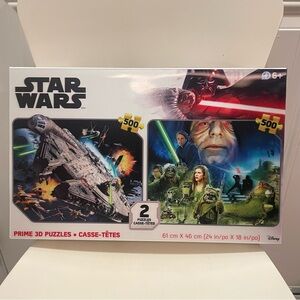 Disney Star Wars Puzzles 500 Pieces Each - Prime 3D Lenticular 2 Puzzle Set